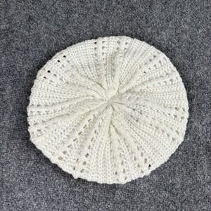 Wet Seal Ivory Beret Hat Women OS White Coquette Romantic Cottagecore Knit Drape